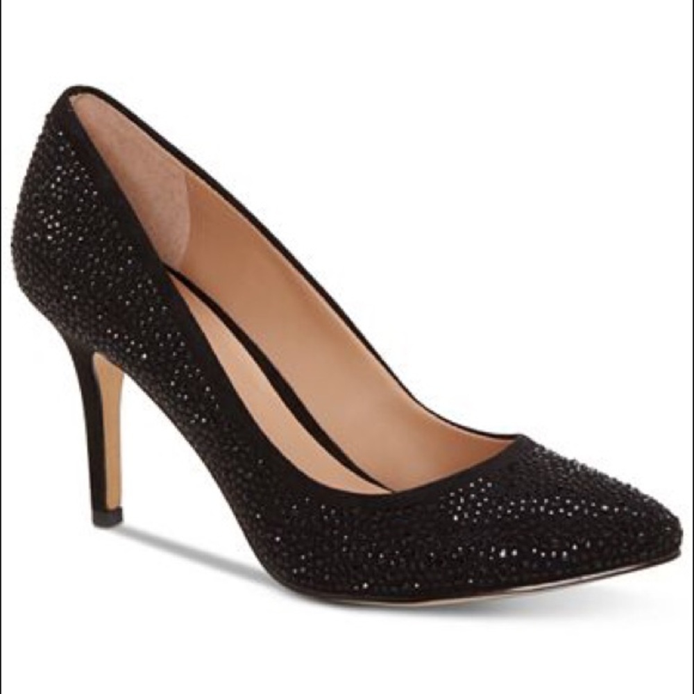 I.N.C Black Rhimestone low ankle Heels pointed toe